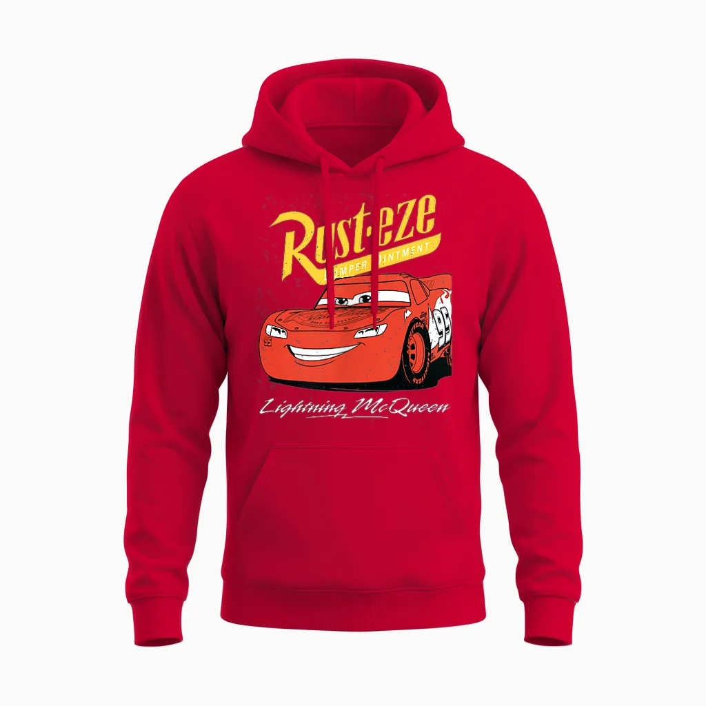 Disney Pixar Cars Lightning Mcqueen Vintage Rusteze Unisex Hoodie in Red