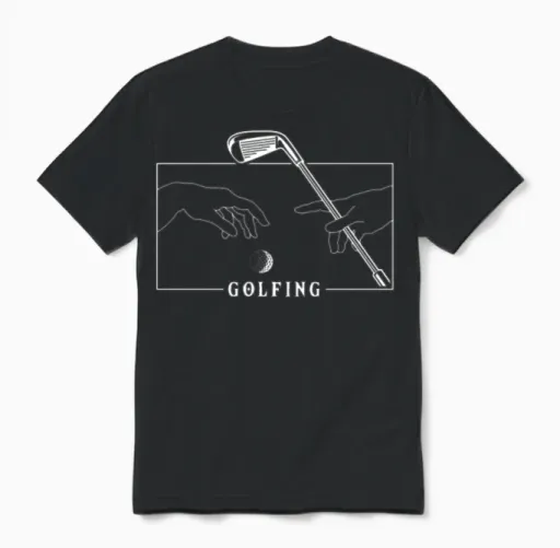 Michelangelo Creation of Adam Golfing Player Pro Unisex T-Shirt in Black