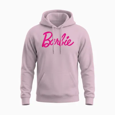 Barbie Official Barbie Logo Ladies T-Shirt, Black Unisex Hoodie - Light Pink