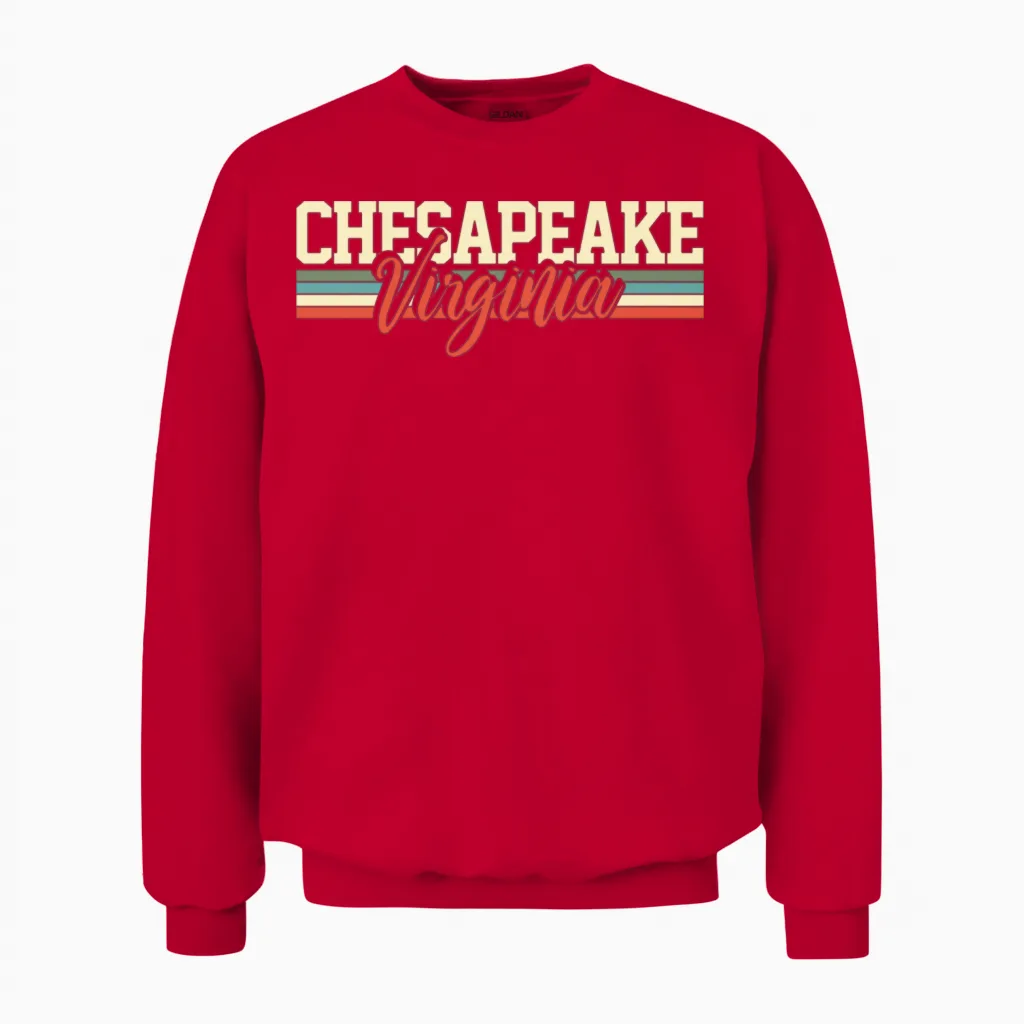 Chesapeake Virginia Retro Unisex Sweatshirt in Red
