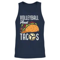 Volleyball and Tacos Funny Volleyball Gift Unisex Tank Top - Navy – 2