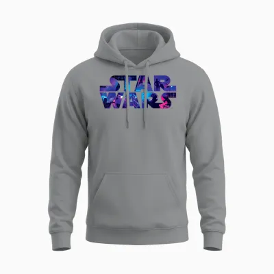 Star Wars Logo Retro 90s Galaxy Unisex Hoodie - Sport Grey