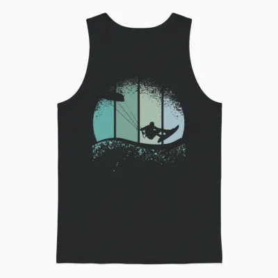 Retro Kitesurfing Unisex Tank Top - Black