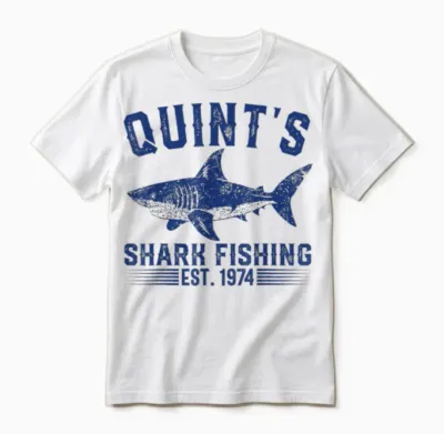 Vintage Quint's Shark Fishing 1974 Retro Fisher Birthday Unisex T-Shirt - White