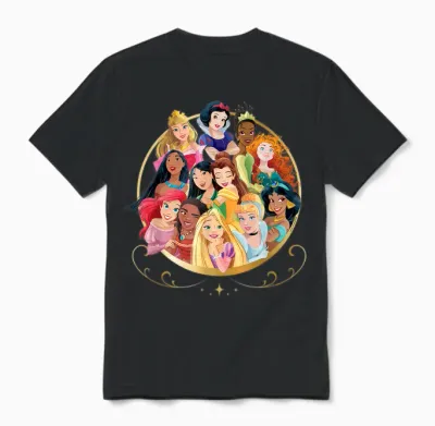 Disney Princess Royal Friends Group Unisex T-Shirt - Black