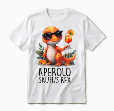 Aperolo Saufus Rex X Hallöchen Aperöchen Dino Spray T-Shirt, White Unisex T-Shirt - White