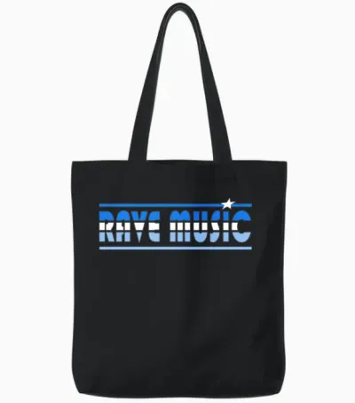 Rave Music Retro Tote Bags - Black