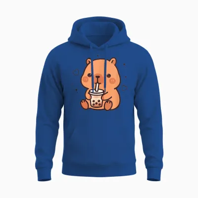 Kawaii Capybara Boba Bubble Tea Cute Anime Girls Boys Teens Unisex Hoodie - Royal