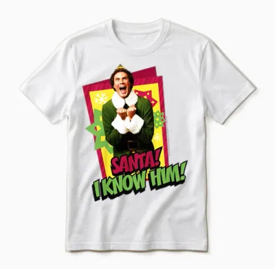 Kids Elf Buddy I Know Santa Bold Text Unisex T-Shirt - White