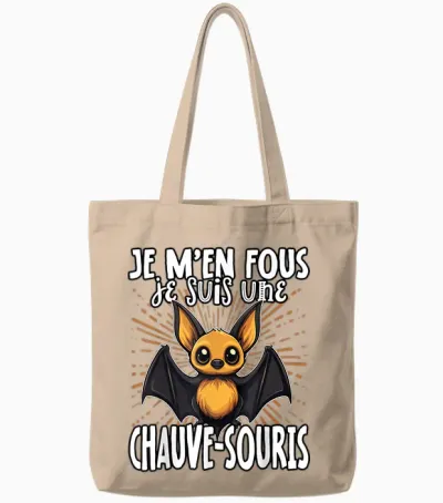 Je M'en Fous Je Suis Une Batwing - Cute Bat T-Shirt, Black, S Tote Bags - Natural