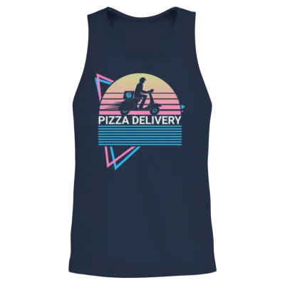 Pizza Delivery Retro Unisex Tank Top - Navy