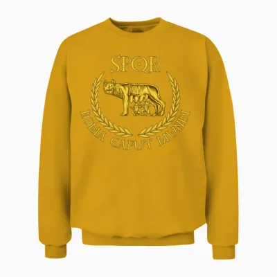 Spqr Roma Caput Mundi Capitoline Wolf Unisex Sweatshirt - Gold