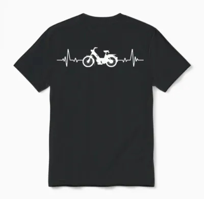 Moped Mob Mobeur Moped Heartbeat Humour T-Shirt, Black, S Unisex T-Shirt - Black