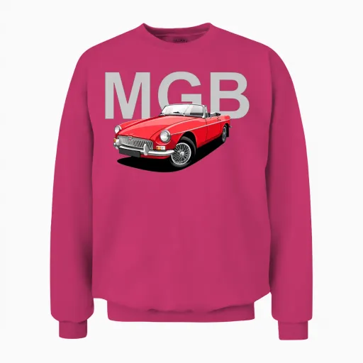 British Mgb Sports Car - Cars & Muscle Unisex Sweatshirt in Heliconia