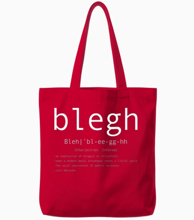 Blegh Definition Heavy Metal Head Metalcore Funny Metalfan Tote Bags in Red