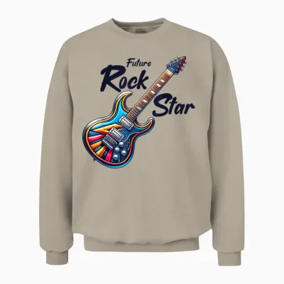 Future Rock Star, Guitar Band, Funny Rock, Girls Boys Kids T-Shirt, Grey, S Unisex Sweatshirt - Sand
