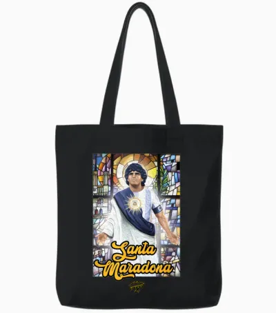 Santa Maradona Tote Bags - Black
