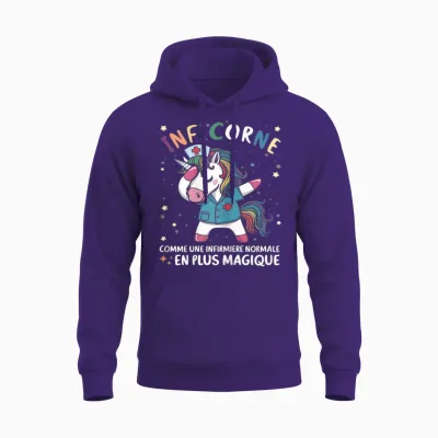 Funny Nurse Unicorn Gift for Nurse T-Shirt, Black, Female X-Small Unisex Hoodie - Purple