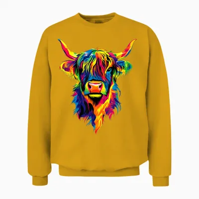 Cow Highland Cow Highland Cow Farmer Beef Farm Cute Cows Unisex Sweatshirt - Gold
