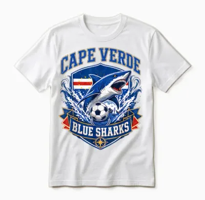 Cape Verde Flag Shark Cape Verdean Roots Cabo Verde Pride Unisex T-Shirt - White