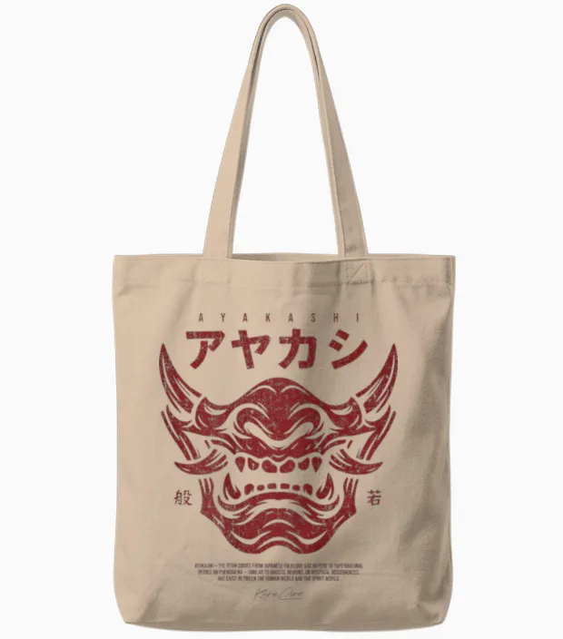 Backprint Japanese Streetwear Y2k Techwear Anime Cyberpunk Tote Bags in Natural