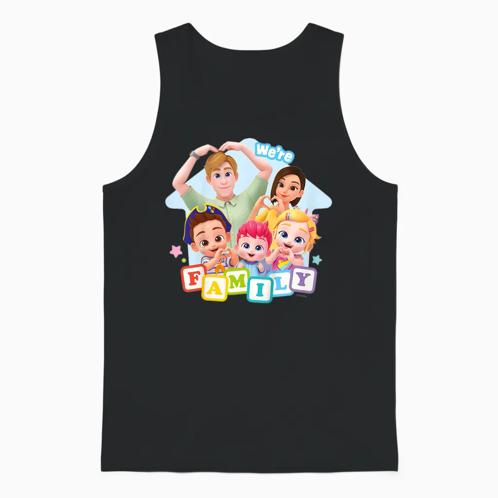 Kids Bebefinn We Are a Family, J'adore Brody Finn and Bora Kids T-Shirt, Blue, 2 Unisex Tank Top in Black