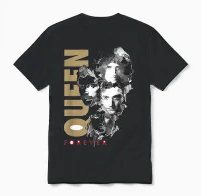 Queen Official Faces Ink Forever T-Shirt, White, S Unisex T-Shirt - Black