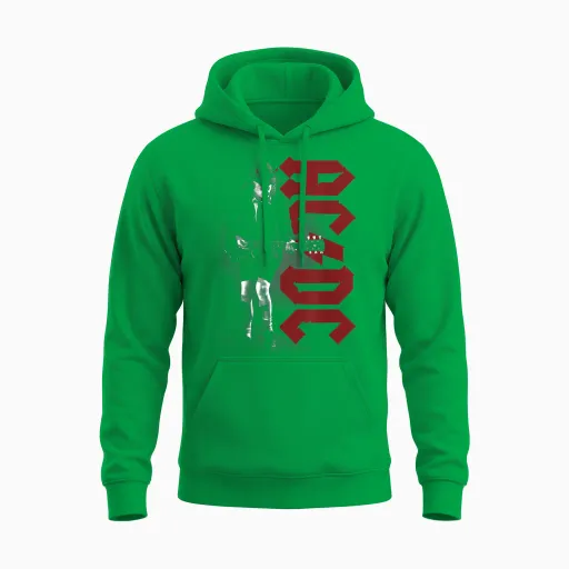 Ac/dc - Angus Rockin T-Shirt, Black Unisex Hoodie - Irish Green