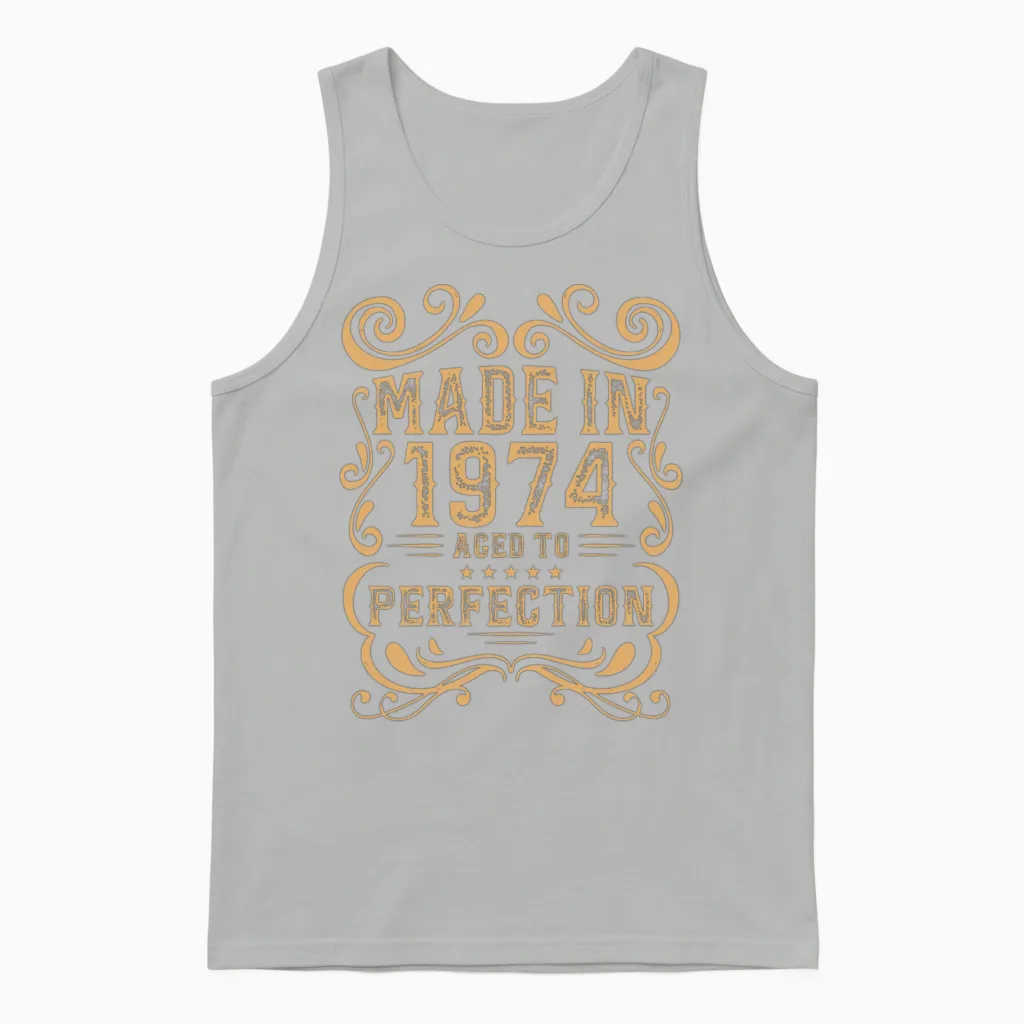 Vintage 1974 Aged to Perfection Unisex Tank Top in Ash