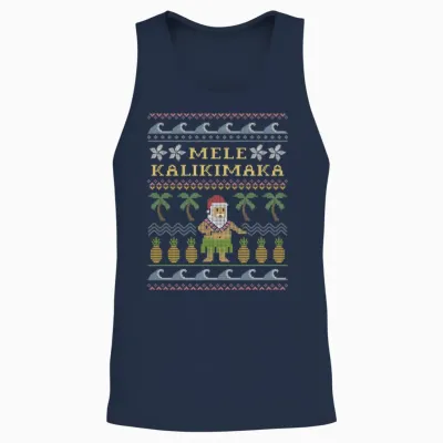 Mele Kalikimaka Christmas Unisex Tank Top - Navy