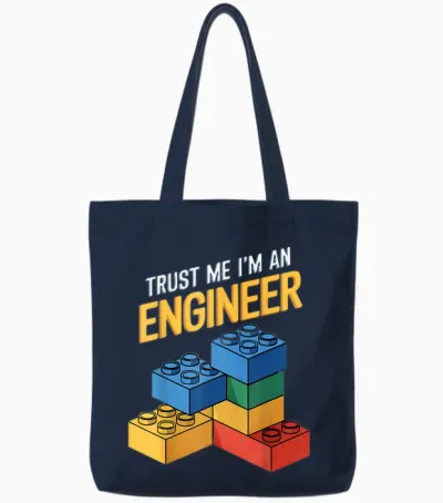 I'm an Engineer Kids Brick Builder Bricks Building Blocks Tote Bags - Navy