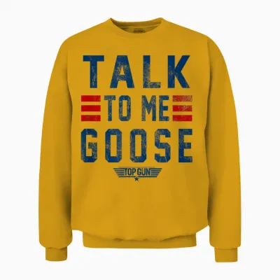 Top Gun Talk to Me Goose Distressed Text,short Sleeve Unisex Sweatshirt - Gold