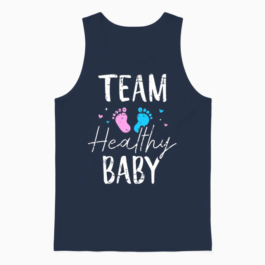 Funny Gender Reveal Team Healthy Baby Party Suppli Unisex Tank Top in Navy