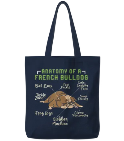 French Bulldog Funny Anatomy of a French Tote Bags - Navy