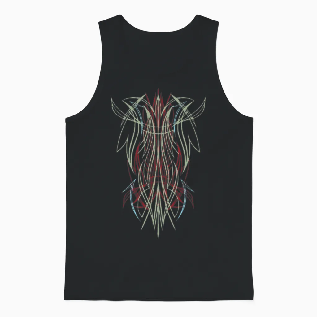 Pinstriping - Vintage Retro - Pinstrip Unisex Tank Top in Black