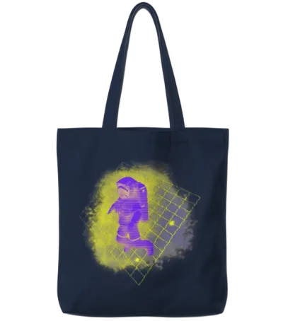 Retro Space Tote Bags - Navy