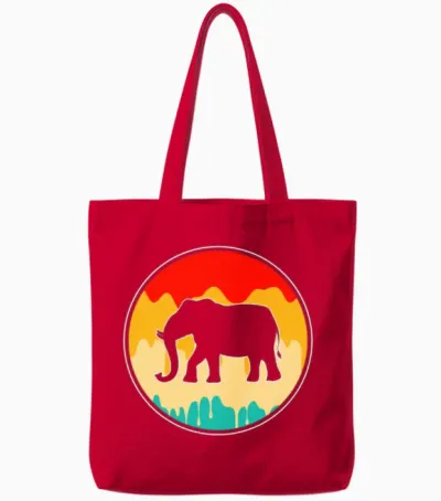 Elephant Retro Tote Bags - Red