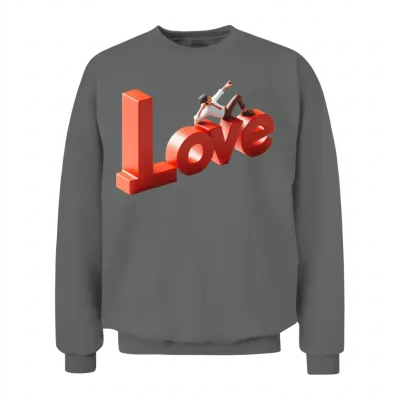 3d Love Typography with Creative Design Unisex Sweatshirt - Graphite Heather