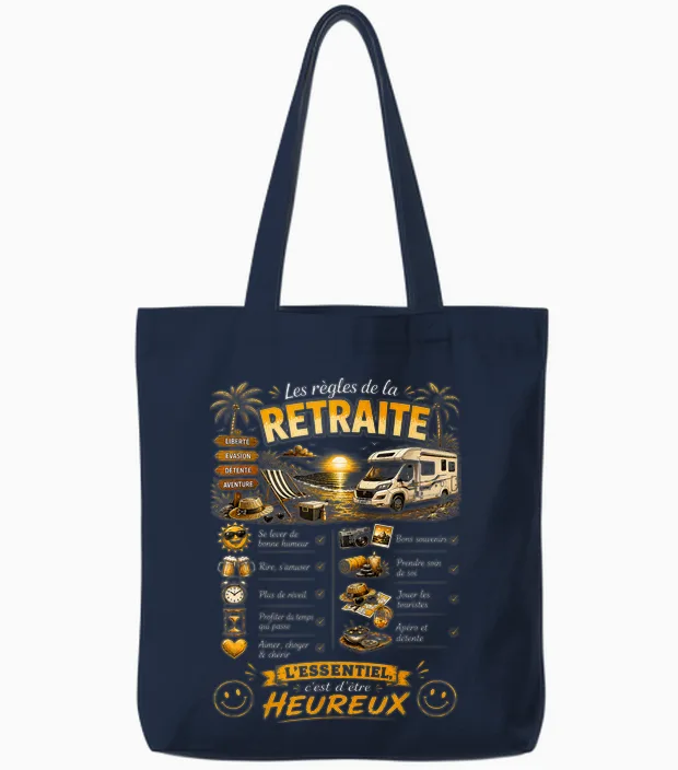 Cadeau Retraité Homme Original Les Règles De La Retraite Tote Bags in Navy