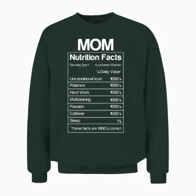 Thanksgiving Christmas Funny Mom Nutrition Facts Unisex Sweatshirt - Forest