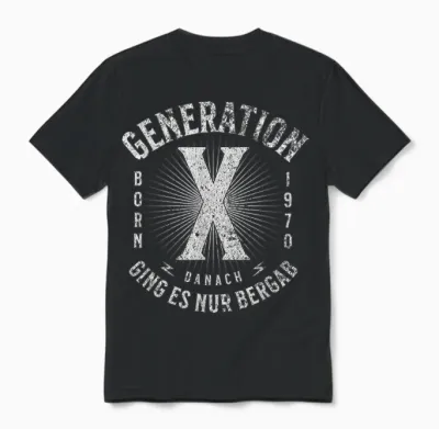 Generation X Born 1970 Danach Ging Es Nur Bergab Retro Style Unisex T-Shirt - Black