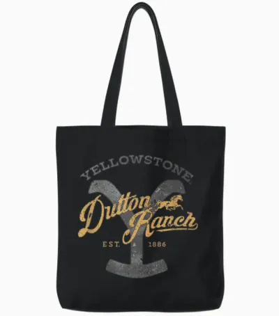 Yellowstone Dutton Ranch Est 1886 Iconic Logo Team Style T-Shirt, Black Tote Bags - Black