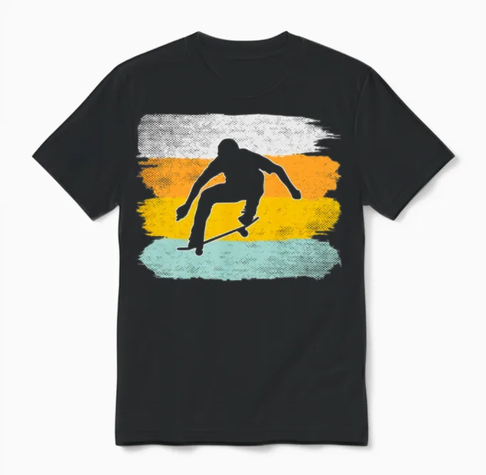 Skating Retro Unisex T-Shirt in Black