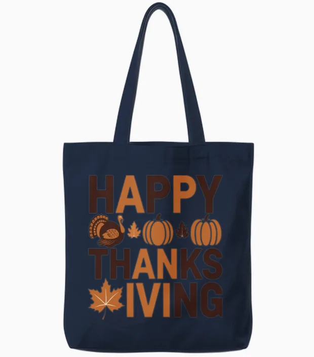 Happy Thanksgiving Tote Bags - Navy