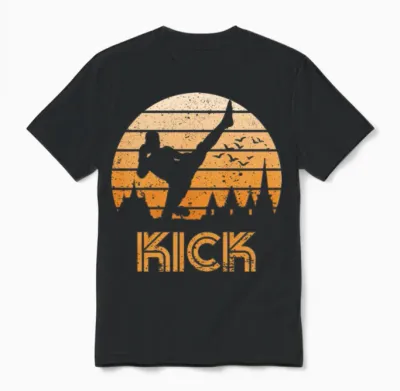 Retro Kick Boxer Guy Unisex T-Shirt - Black