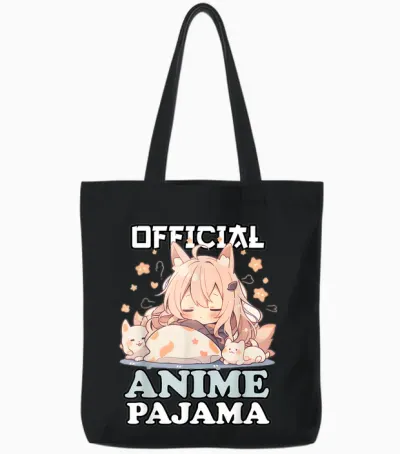 Official Anime Pyjamas Kawaii Otaku Manga Sleepshirt T-Shirt, Black Tote Bags - Black