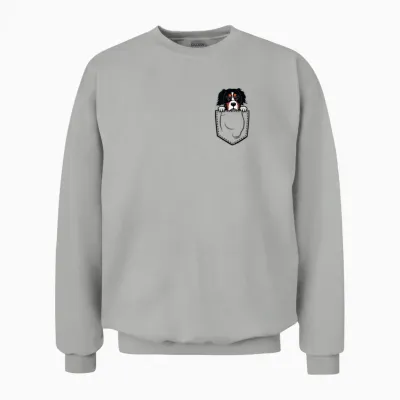 Fake Pocket - Berner Sennen Hund Welpe Unisex Sweatshirt - Ash