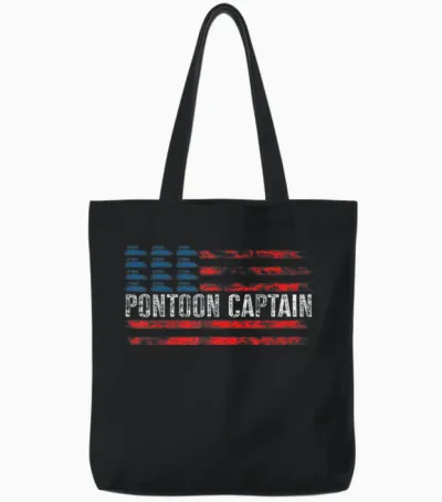 American Flag Boating Clothing Men's Black Pontoon Boat Captain 4th of July Tote Bags - Black