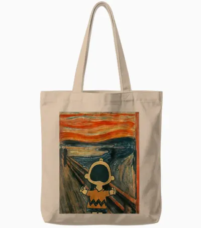 Peanuts Charlie Brown Scream Artsy Tote Bags - Natural