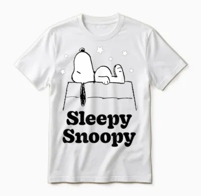 Peanuts Sleepy Snoopy Unisex T-Shirt - White